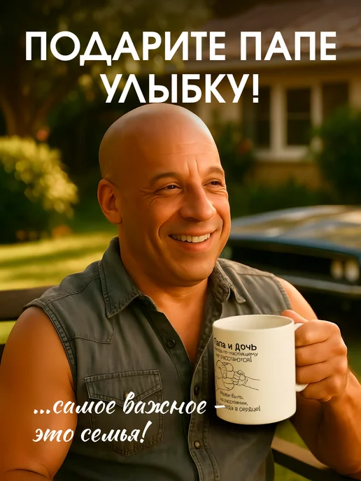 Заверните! Кружка подарок папе от дочки, черный, фото 2