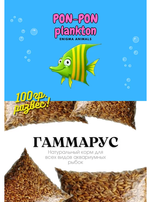 Pon-Pon Plankton Гаммарус ествественной сушки 100 гр РАЗВЕС, 100 г