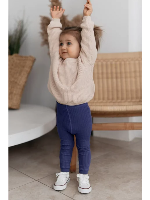 kinderness Леггинсы лосины детские в рубчик, синий, фото 7