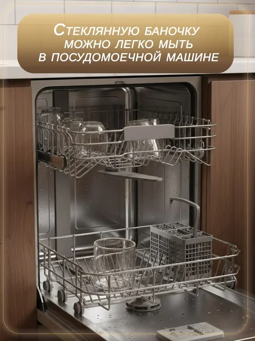 iDRAM.SHOP Сахарница стеклянная с деревянной крышкой и ложкой, белый, фото 6