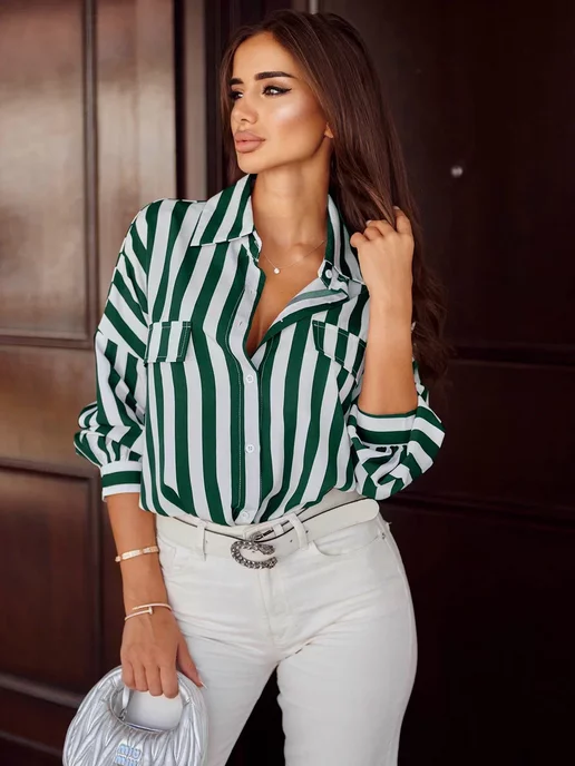 Синяя блузка в полоску KATHARINA KROSS KK_B_V_blue_striped Интернет магазин sweettofit.ru