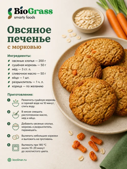 BioGrass Морковь сушеная кусочки 900 грамм, вариант, фото 2