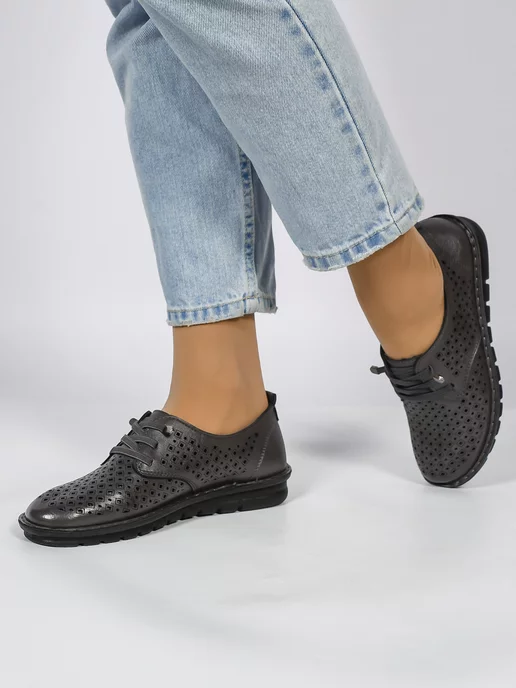AFF SHOES Туфли на платформе без каблука, серый, фото 2