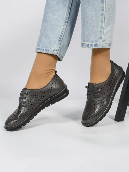 AFF SHOES Туфли на платформе без каблука, серый, фото 3