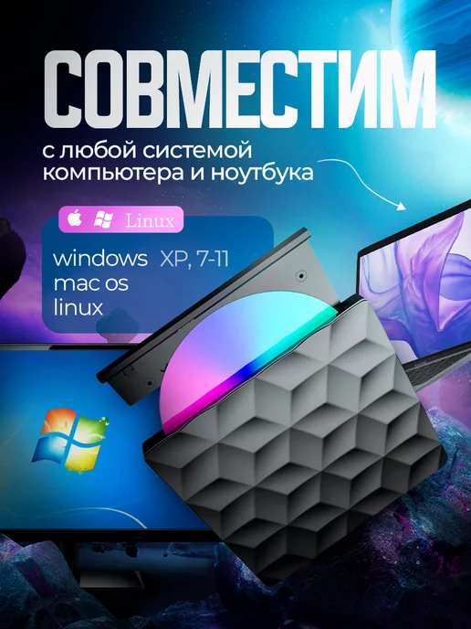 GIZWerk Дисковод внешний оптический привод для ноутбука и пк CD DVD, вариант, фото 6