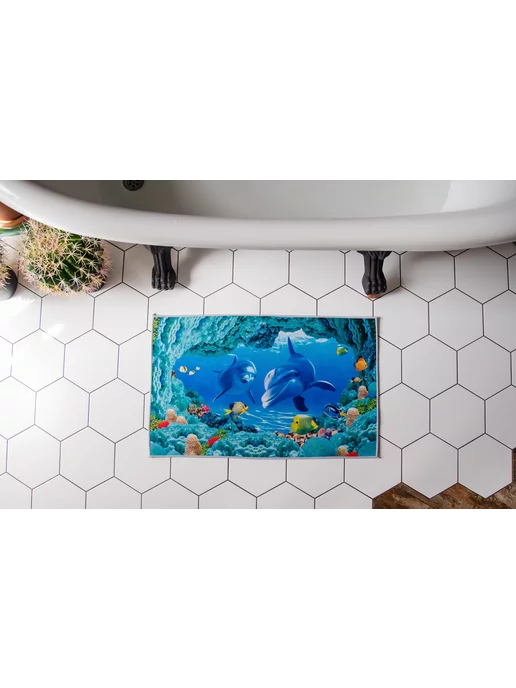 коврик для ванной, быстросохнущий, синий, 60х90 см, 60x90 см, фото 7