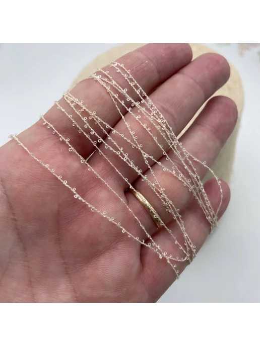 Шелкопряд_YARN Добавочная эластичная нить полиамид с вискозой, бежевый, фото 5