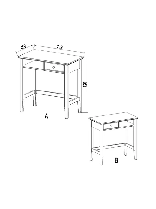 TRUE WOOD Стол туалетный Лиард 72х40 Белый лак, 72x40, фото 2