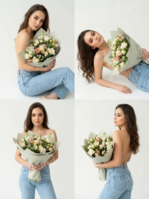LOVE LAND Упаковочная двухсторонняя пленка для цветов в листах 20 шт, 20 шт, фото 8