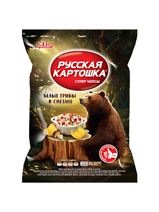 РУССКАРТ Чипсы картофельные со вкусом белых грибов в сметане,105г, 105 г