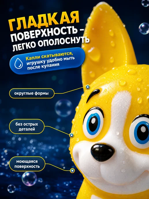 Капитошка Игрушка для купания в ванной Корги, голубой, фото 2