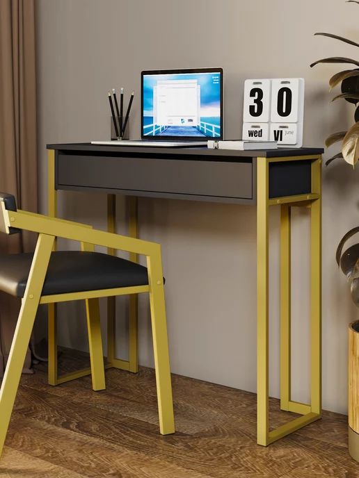 KM LOFT Туалетный столик с ящиками косметический консоль, черный, в упаковке 17,5 кг, фото 6