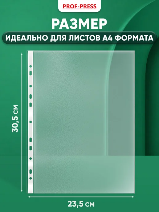 Проф-Пресс Файлы вкладыши А4, 23 мкм, мультифора 100 штук, 100 шт, фото 2
