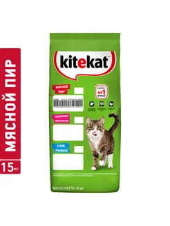 KITEKAT для взрослых кошек Мясной Пир, 15кг Kitekat 210338525 купить за 3 682 ₽ в интернет-магазине Wildberries