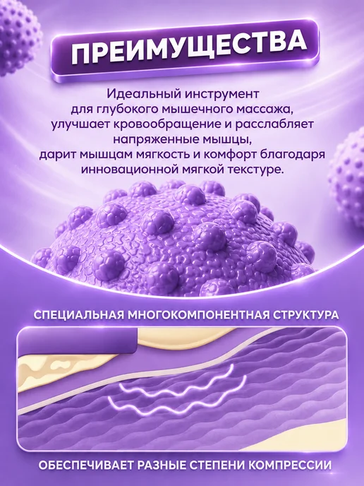 HappyStore Мяч для мфр массажа, фиолетовый, фото 3