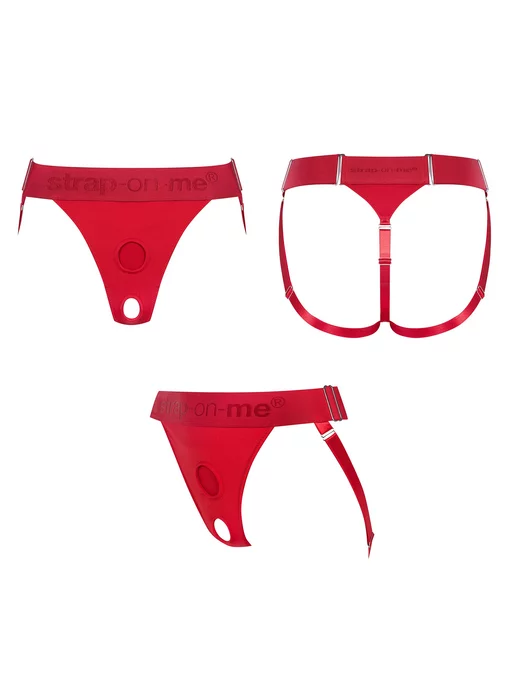 STRAP-ON-ME Трусики для страпона HARNAIS LINGERIE UNIQUE, красный, фото 3