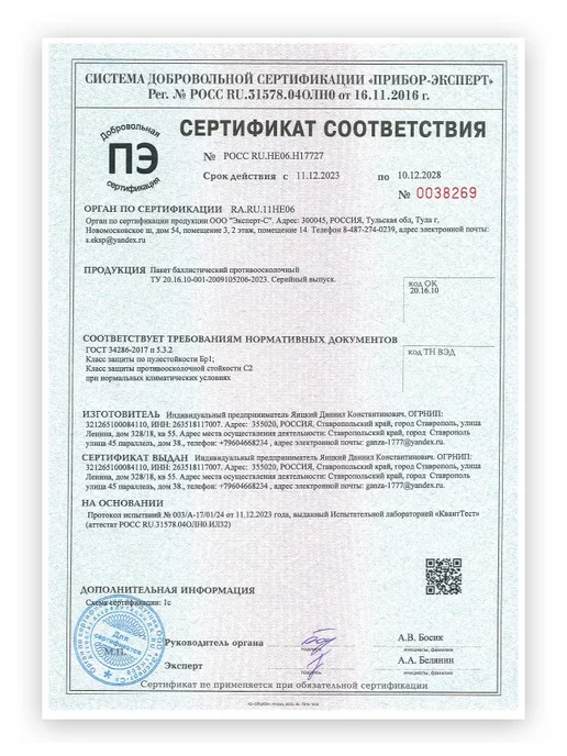 Ганза Баллистический пакет Бр1 С2 СВМПЭ Плитник грудь спина 2шт, 2 шт, фото 3
