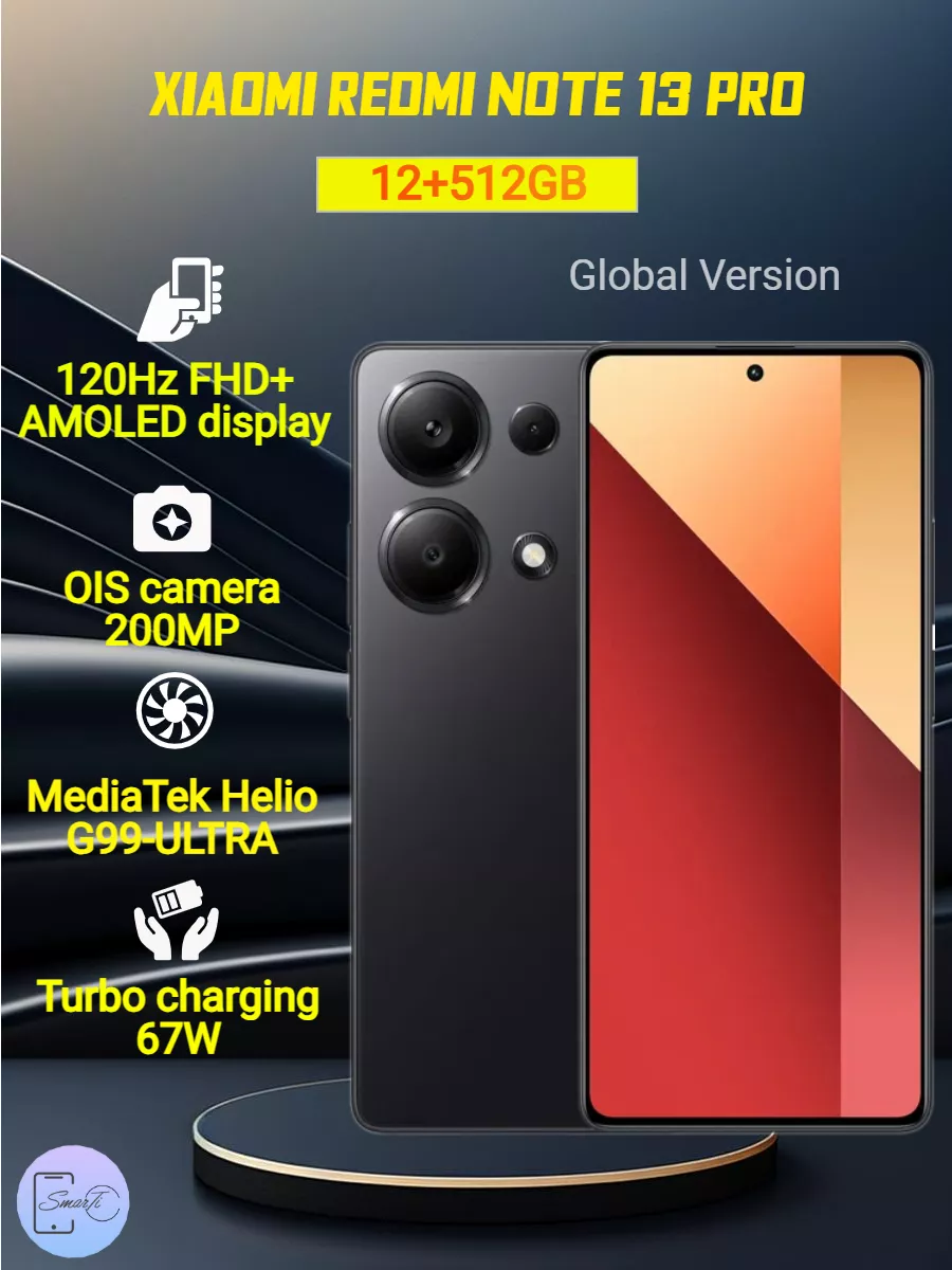 Смартфон Rеdmi Note 13 Pro 12/512 Гб, Midnight Black