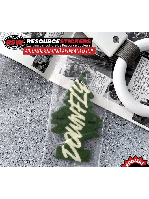 Resource Stickers Ароматизатор DOWNFLY "Ёлочка", антитабак, зеленый