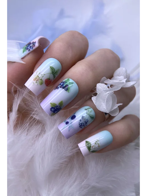 BPW.style Слайдеры наклейки для ногтей лето ягоды, синий, фото 2