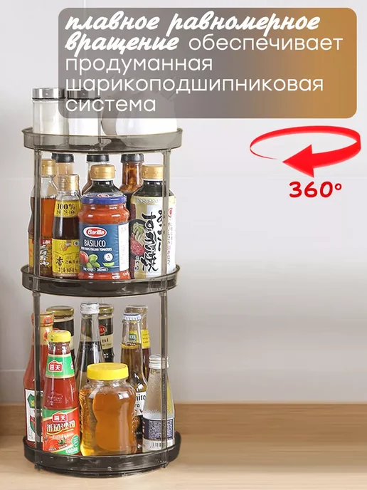 Имрун! крутящаяся подставка для кухни, для ванной, диаметр 23,5 см, черный, в упаковке 1,4 кг, фото 4