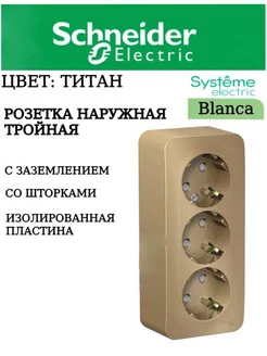 Розетка тройная накладная с заземлением Титан, 1 шт. Systeme Electric 210490924 купить за 644 ₽ в интернет-магазине Wildberries