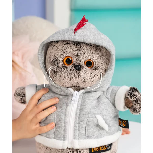 Мягкая игрушка Кот Басик в толстовке дракончик 22 см
