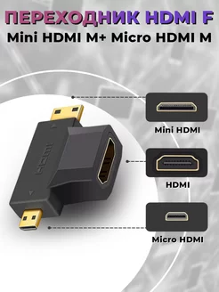 Переходник HDMI (F) micro (M) + mini HDMI (M) Panda_tlt 210504467 купить за 259 ₽ в интернет-магазине Wildberries