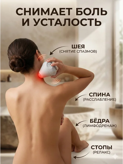 antiStore_Beauty Массажер для тела вибромассажер серый, серый, фото 3