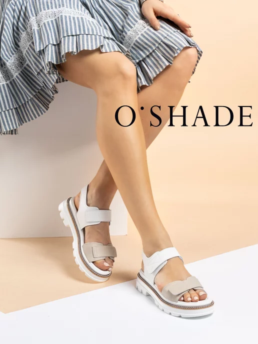 O`SHADE Босоножки женские летние кожаные на платформе, белый