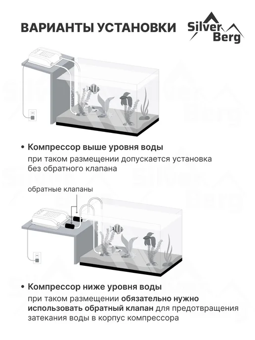 Silver Berg Компрессор для аквариума до 250л, Flow 480 Dual, 250 л, фото 3