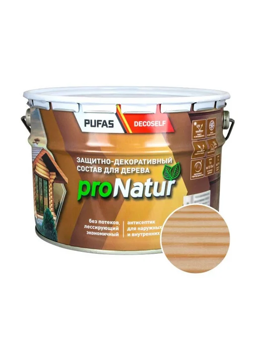 pufas Антисептик для дерева proNatur лессирующий бесцветный 9л, 9 л