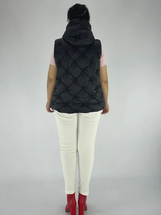 BLOOM Fashion Жилет утепленный стеганый большие размеры, черный, фото 2