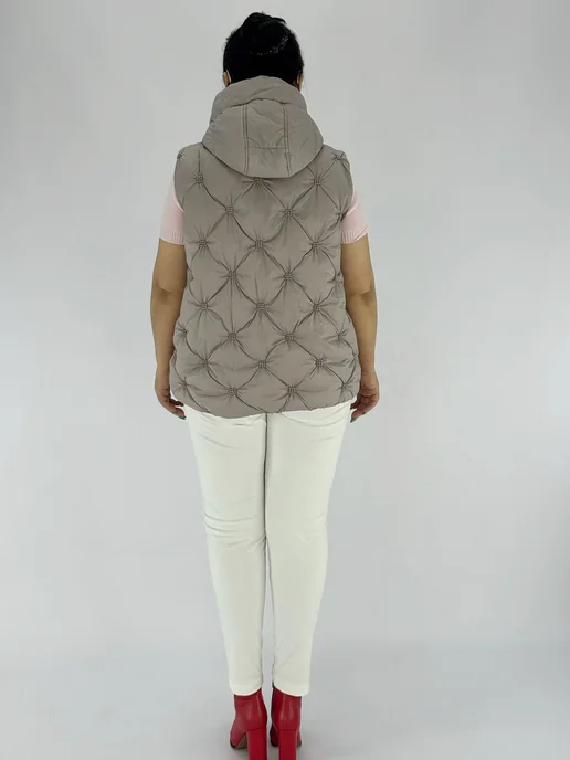 BLOOM Fashion Жилет утепленный стеганый большие размеры, бежевый, фото 2