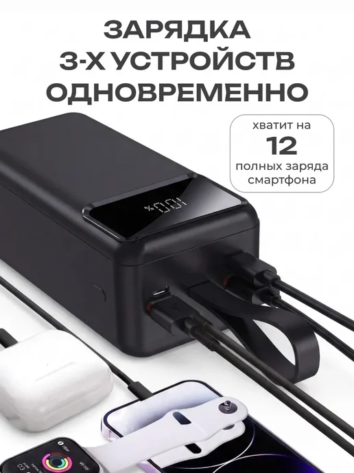 URBNSOUL Повербанк 50000 с быстрой зарядкой, черный, фото 2