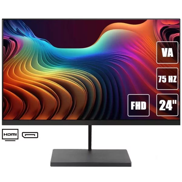 Монитор 23.8″, VA, 1920×1080, 75Гц, 8 мс, D-Sub, HDMI, DP