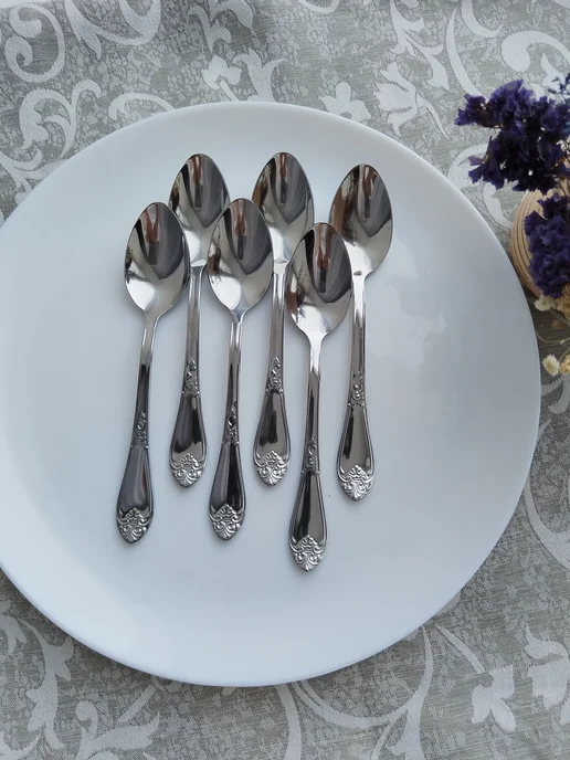Павловский завод столовых приборов им.Кирова Чайные ложки набор 6 штук Дворцовые, серый, фото 6