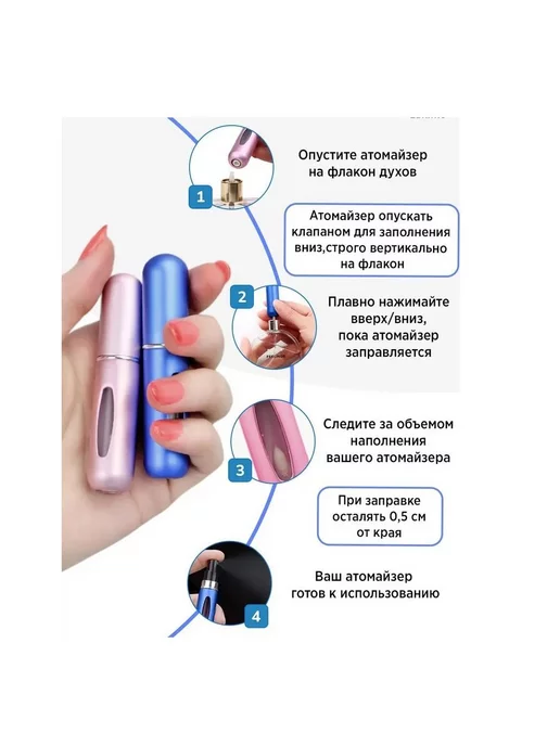 All For Nails Атомайзер для духов #6, набор 3 шт по 5 мл, 3 шт, 5 мл, фото 6