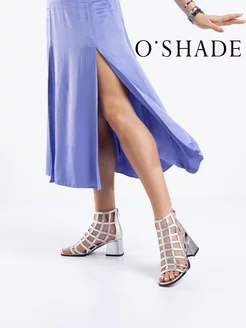 Босоножки на каблуке серебристые O`SHADE 210858524 купить за 3 488 ₽ в интернет-магазине Wildberries