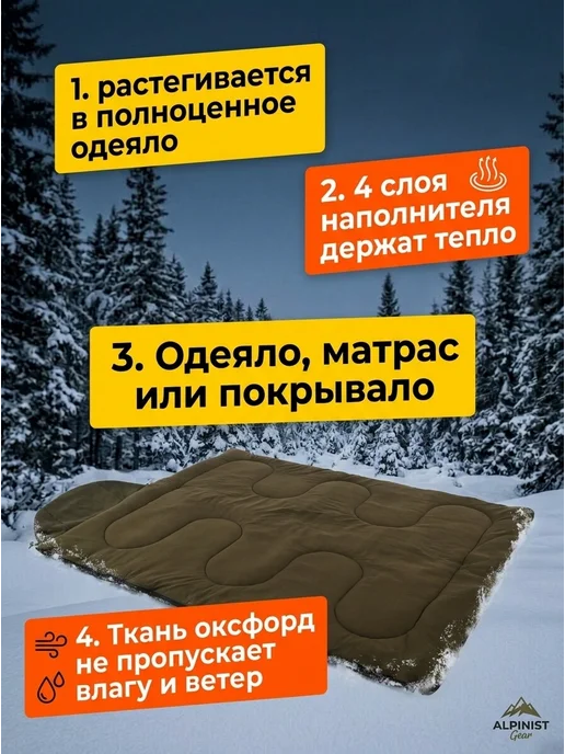 Борей Спальный мешок туристический до -30С, серый, фото 4