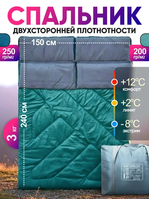Castra Спальный мешок туристический двухместный, серый
