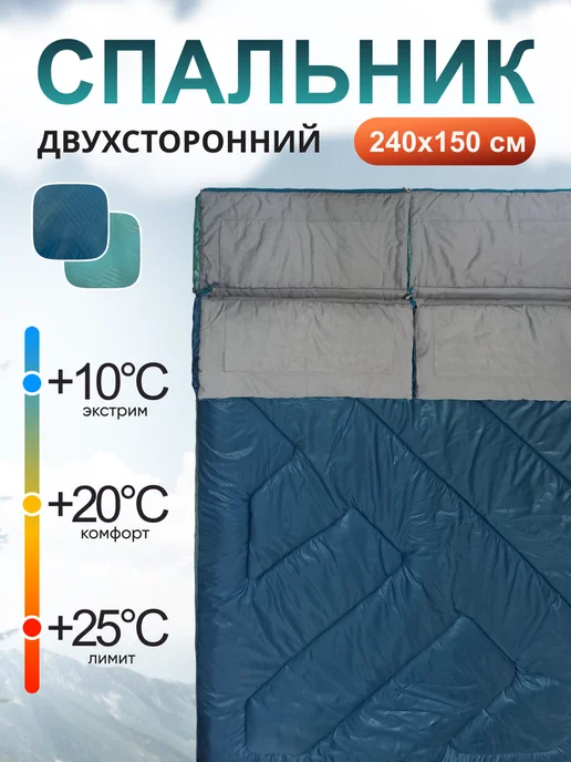 Castra Спальный мешок туристический двухместный, серый, фото 2