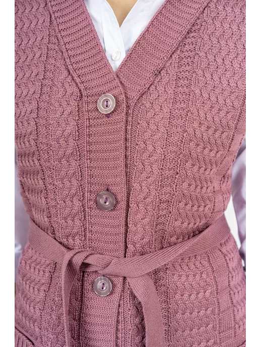 ANRI knitwear Жилетка удлиненная на пуговицах Трикотажная безрукавка, фиолетовый, фото 4