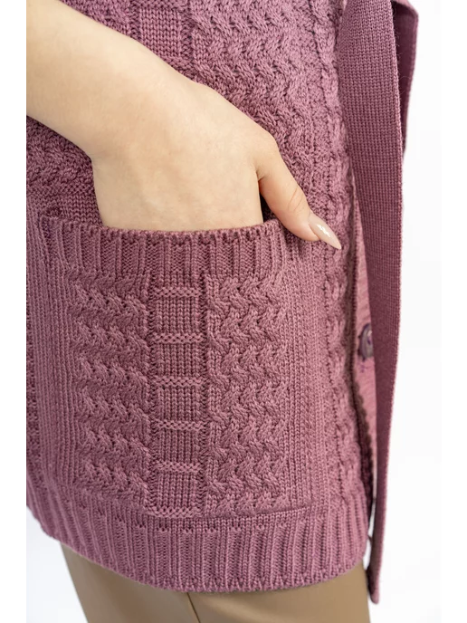 ANRI knitwear Жилетка удлиненная на пуговицах Трикотажная безрукавка, фиолетовый, фото 5