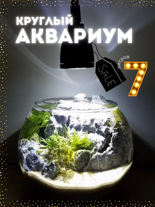 СТЕКЛОЗАВОД НЕМАН Аквариум круглый для рыбок, петушка, стекло, 7 л, 7 л