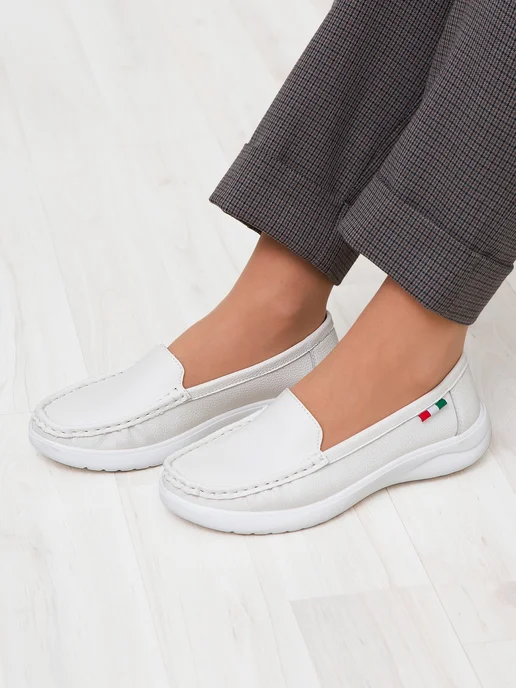 Grinshoes Мокасины натуральная кожа топсайдеры, белый, фото 3