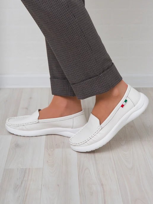 Grinshoes Мокасины натуральная кожа топсайдеры, белый, фото 4