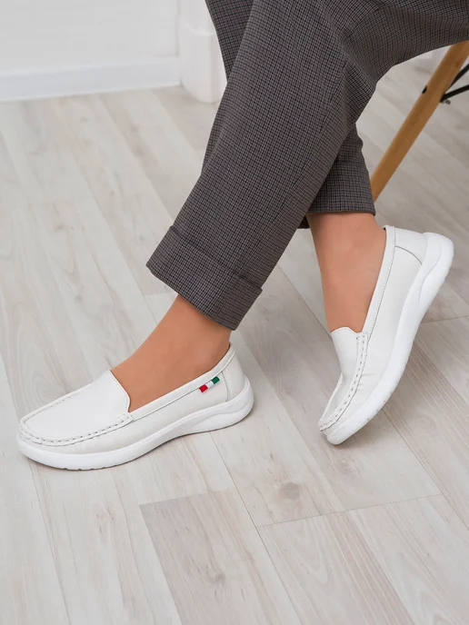 Grinshoes Мокасины натуральная кожа топсайдеры, белый, фото 6