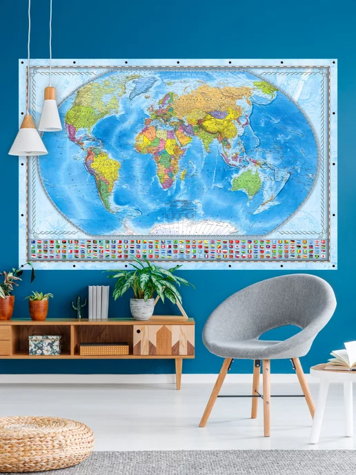 EPSILON Print Карта мира настенная политическая, с флагами стран, вариант, фото 5