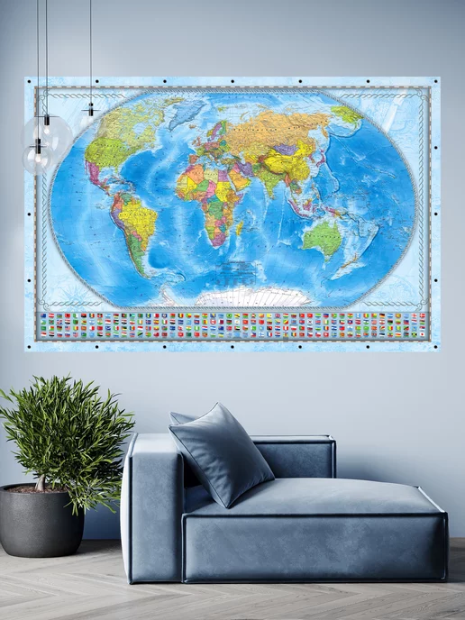 EPSILON Print Карта мира настенная политическая, с флагами стран, вариант, фото 6